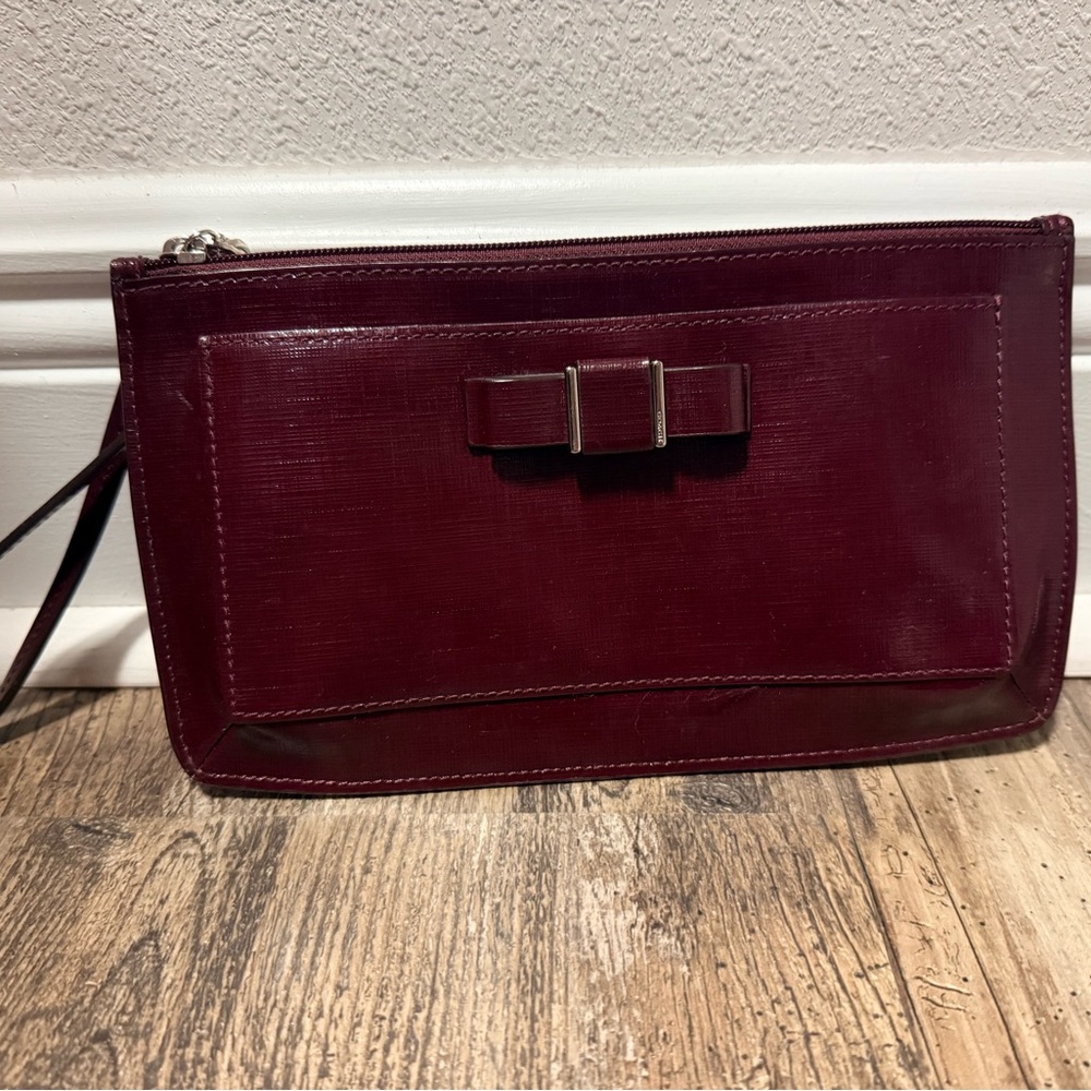 Coach Burgundy Clutch with Bow Accent